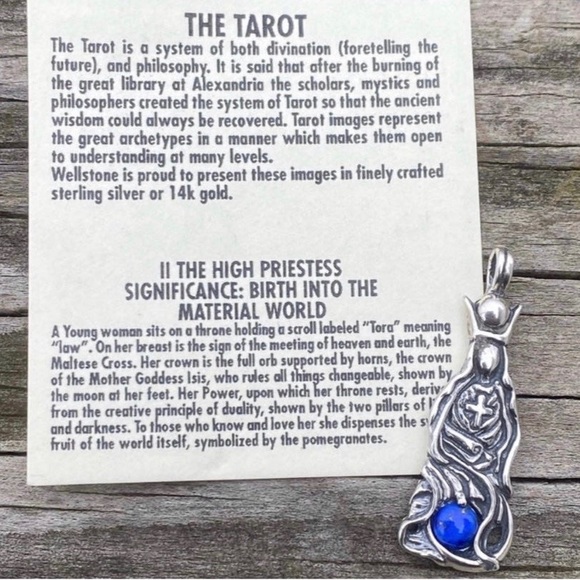 High Priestess Tarot pendant .925 Sterling Silver w/ genuine Lapis Lazuli USA - Picture 5 of 11